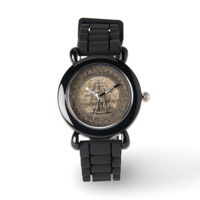 Vintage Ship And Map Watch (Front)