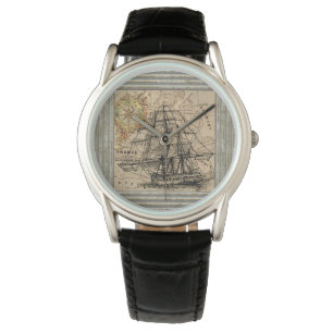 Vintage Ship And Map Watch