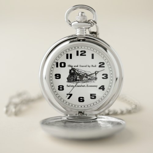 Vintage Ship and Travel By Rail Pocket Watch