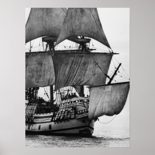 Vintage Ship Black and White Poster