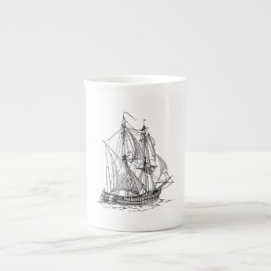 Vintage Ship Bone China Mug