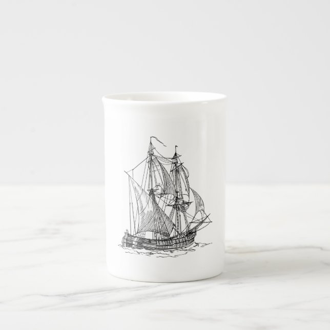 Vintage Ship Bone China Mug (Front)