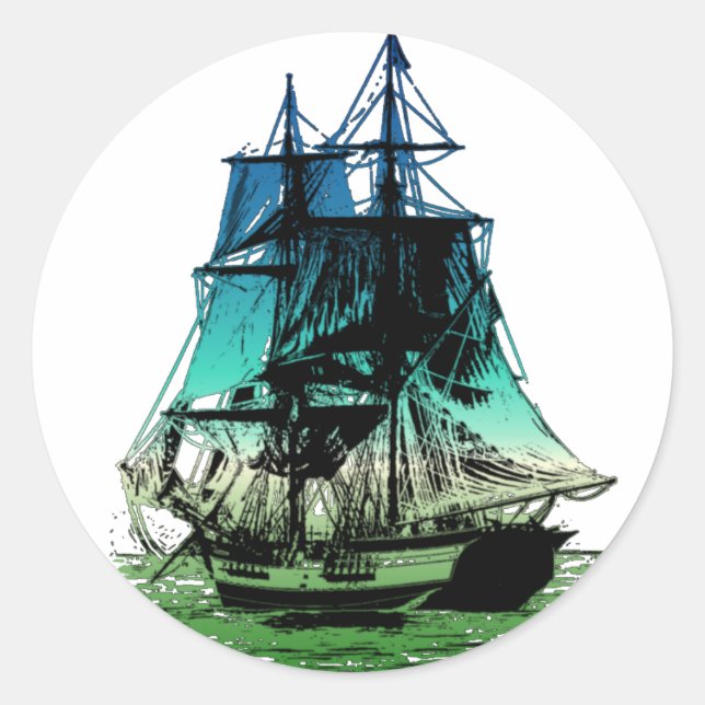 Vintage Ship Classic Round Sticker (Front)