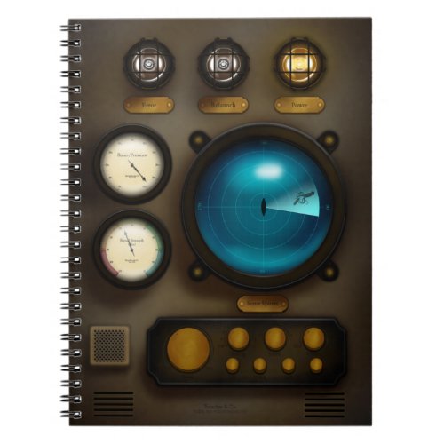 Vintage Ship Control Panel Sonar Steampunk Grunge Notebook