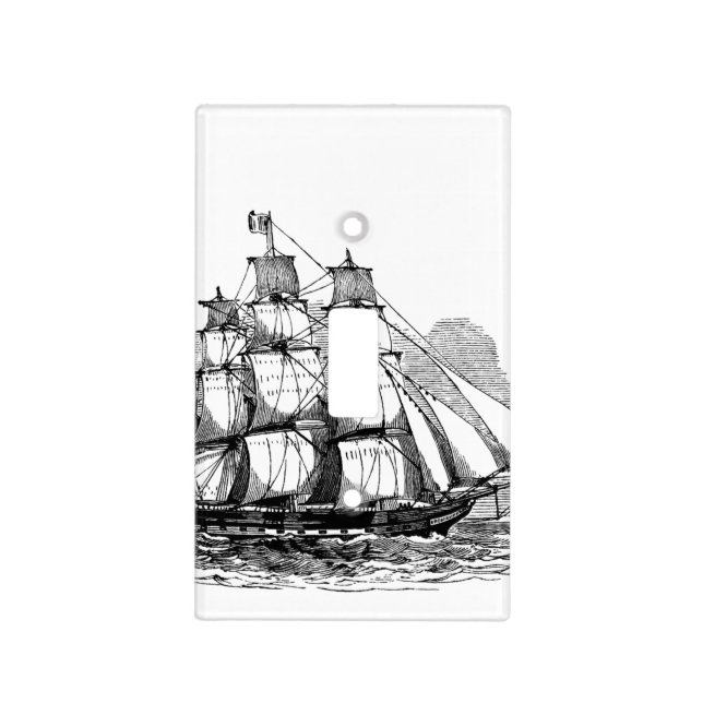 Vintage Ship Drawing Light Switch Cover (Front)