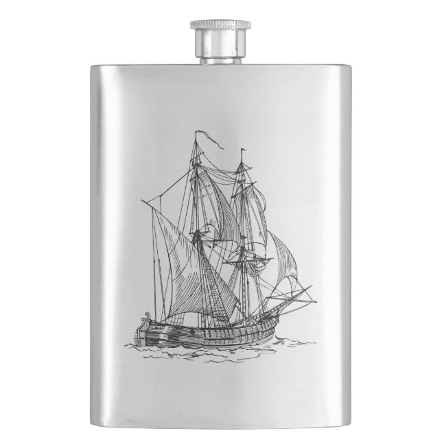 Vintage Ship Flask (Front)