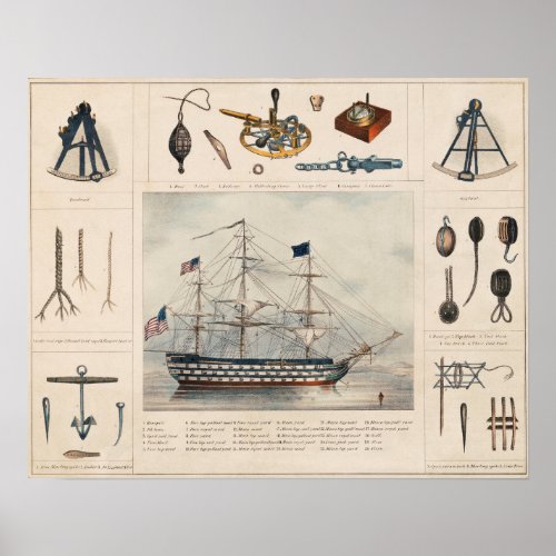 Vintage Ship Illustration Poster