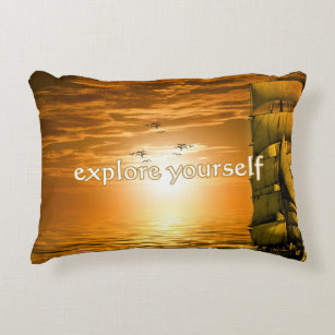 vintage ship inspirational motivational travel accent pillow