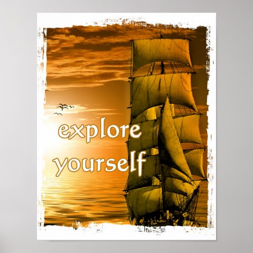 vintage ship inspirational motivational travel poster