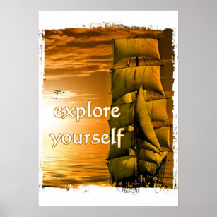 vintage ship inspirational motivational travel poster