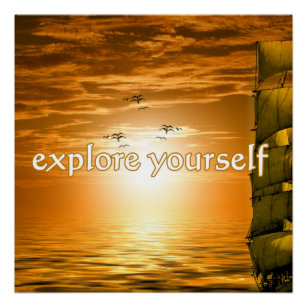vintage ship motivational travel quote poster