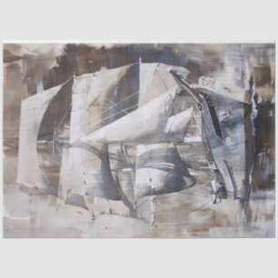 Vintage Ship Nautical Oil Painting Decoupage Tissue Paper