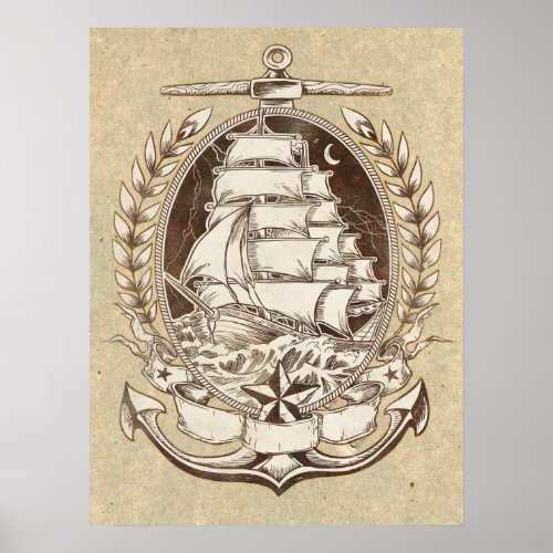 Vintage Ship Poster