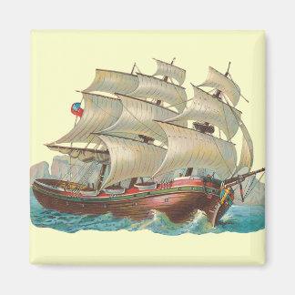 Vintage Ship Sail Across the Blue Sea Magnet