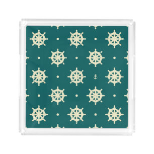 Vintage Ship Wheel Pattern Acrylic Tray