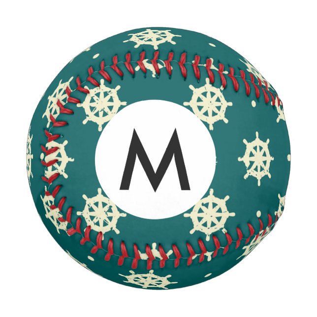 Vintage Ship Wheel Pattern Baseball (Front Left)