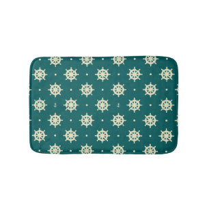 Vintage Ship Wheel Pattern Bath Mat