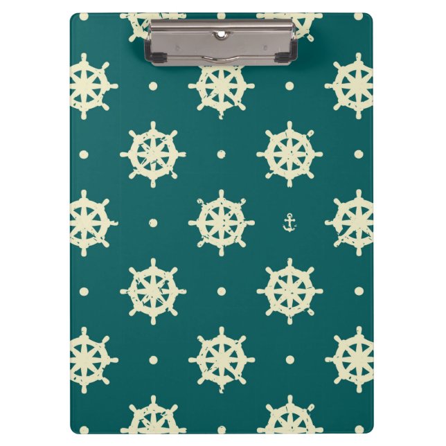 Vintage Ship Wheel Pattern Clipboard (Front)