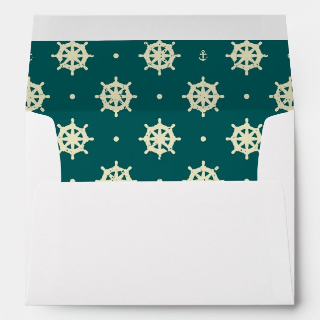 Vintage Ship Wheel Pattern Envelope (Back (Bottom))
