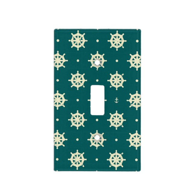 Vintage Ship Wheel Pattern Light Switch Cover (Front)