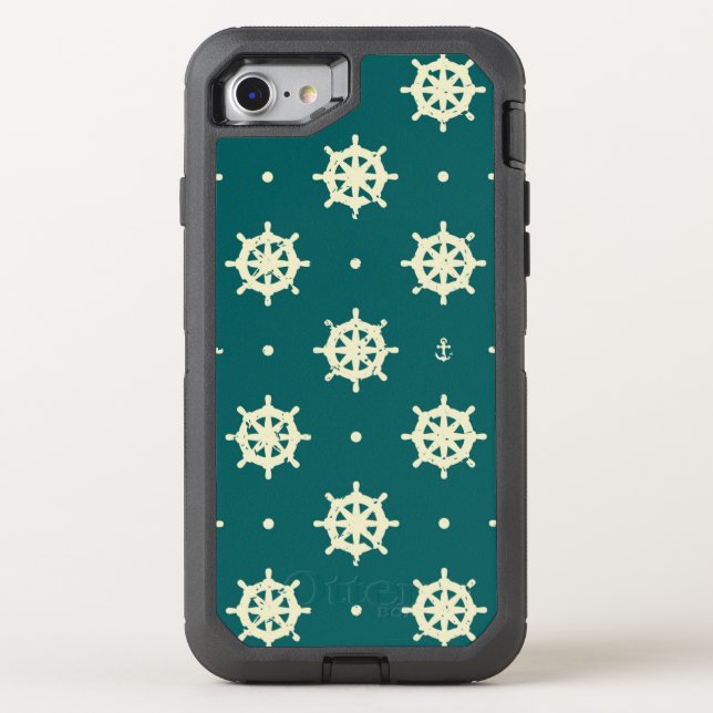 Vintage Ship Wheel Pattern Otterbox iPhone Case (Back)