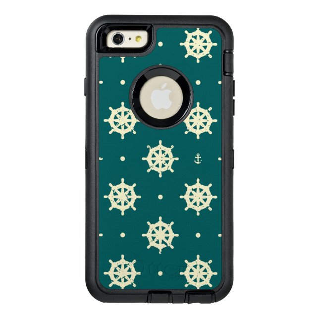 Vintage Ship Wheel Pattern Otterbox iPhone Case (Back)