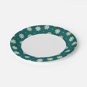 Vintage Ship Wheel Pattern Paper Plates