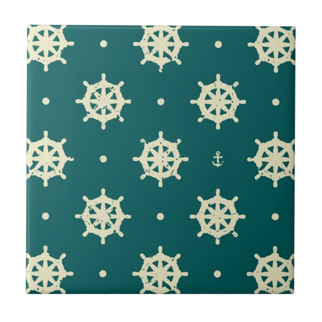 Vintage Ship Wheel Pattern Tile (Front)