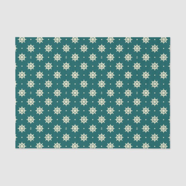 Vintage Ship Wheel Pattern Tissue Paper (Front)