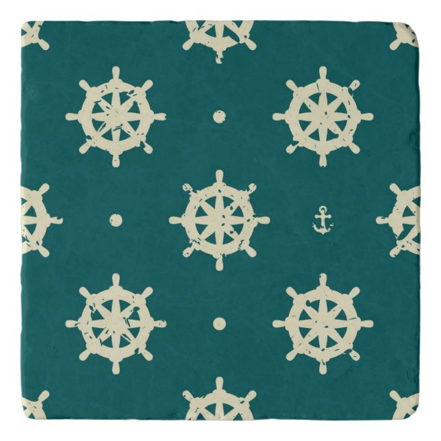 Vintage Ship Wheel Pattern Trivet (Front)