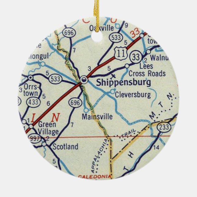 Vintage Shippensburg PA Ceramic Ornament (Back)