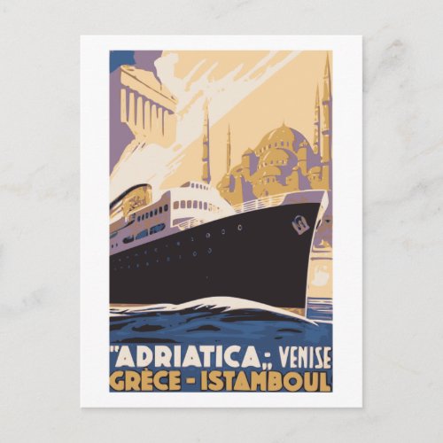 Vintage shipping line ad Venice Greece Istanbul Postcard