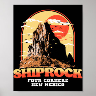 Vintage Shiprock New Mexico Graphic - Four Corners Poster