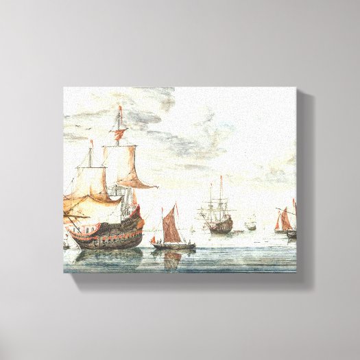 Vintage Ships On A calm Sea Johan Teyler