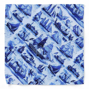 VINTAGE SHIPS,SAILING VESSELS,Navy Blue Bandana