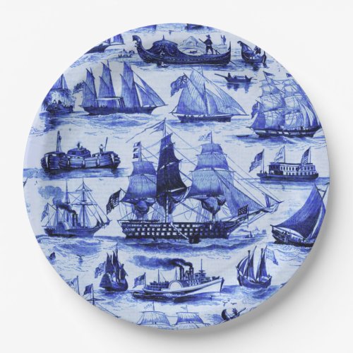 VINTAGE SHIPSSAILING VESSELSNavy Blue Nautical  Paper Plates