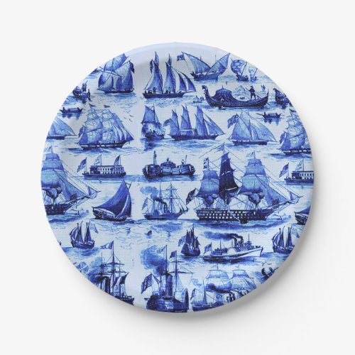 VINTAGE SHIPSSAILING VESSELSNavy Blue Nautical  Paper Plates