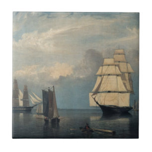 Vintage ships Salem Harbor Ceramic Tile