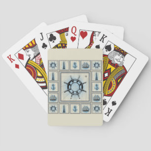 Vintage Ship's Wheel Collage Poker Cards