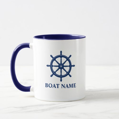 Vintage Ships Wheel Helm  Your Boat or Name Mug