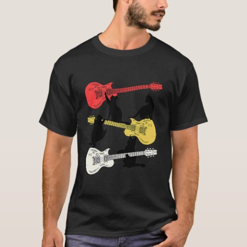 Vintage shirt with Cats Playing Guitar Guitarist