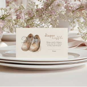 Vintage Shoes Boy Boho Minimalist Diaper Raffle Enclosure Card