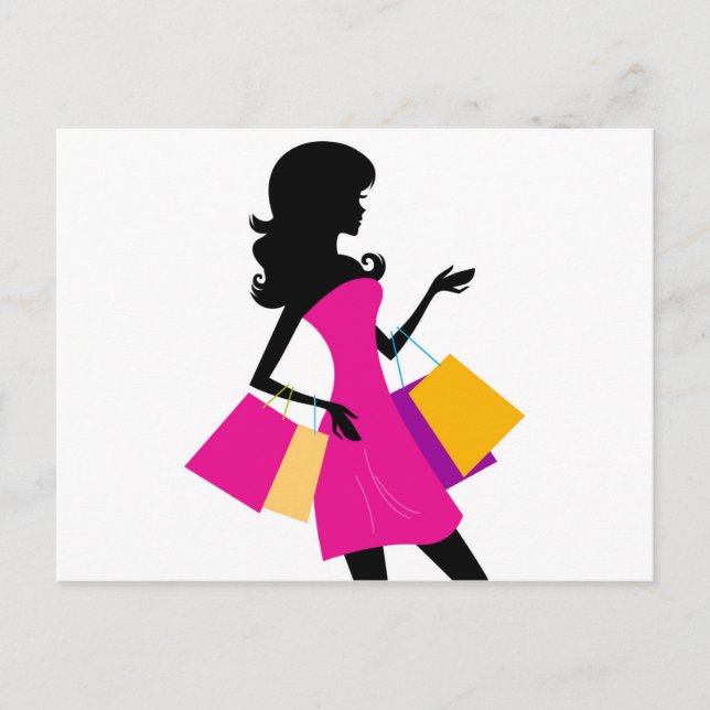 Vintage shopping girl with Bags Postcard (Front)