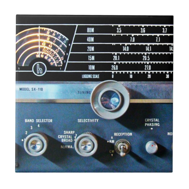 Vintage Short Wave Radio Receiver Ceramic Tile (Front)