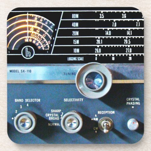 Vintage Short Wave Radio Receiver Drink Coaster