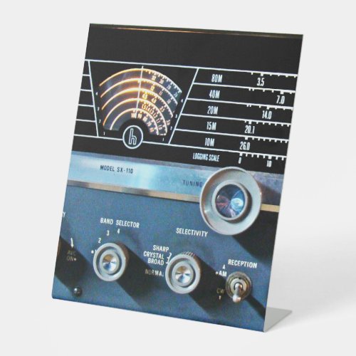 Vintage Short Wave Radio Receiver Pedestal Sign