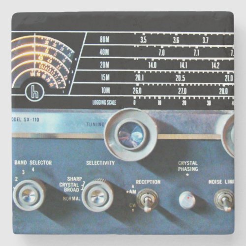 Vintage Short Wave Radio Receiver Stone Coaster