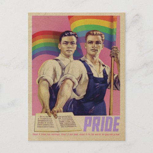 Vintage SHOUT IT Pride Postcard