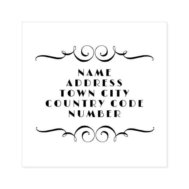 Vintage Show Address Flourish Rubber Stamp (Imprint)