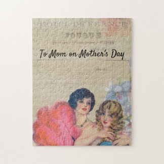 Vintage Show Girls Hotel France Flowers Feathers Jigsaw Puzzle